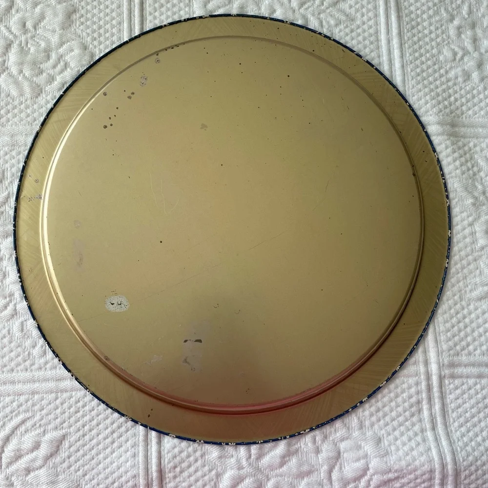 Farm Animal Metal Serving Tray Decor Cow Pig Chicken Duck Blue White Set of 2 - Picture 3 of 7